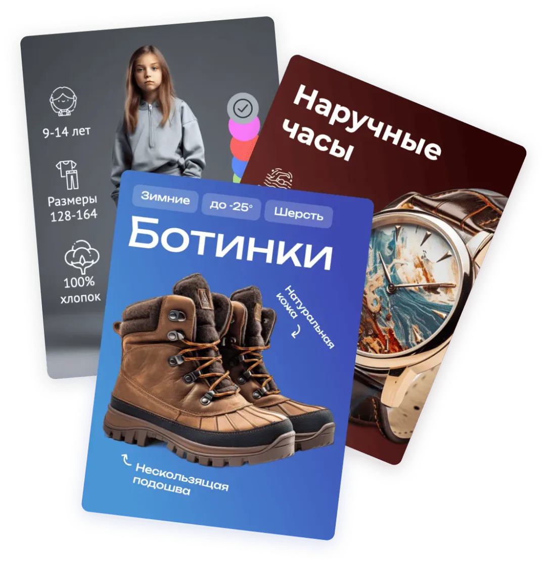 Шаблоны карточки с инфографикой для маркетплейсов в Магви